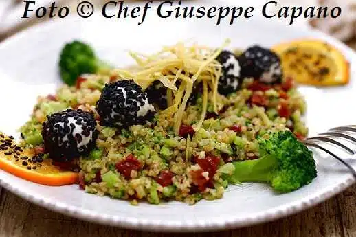 Broccoletti, bulgur e pomodori secchi con mozzarella 518